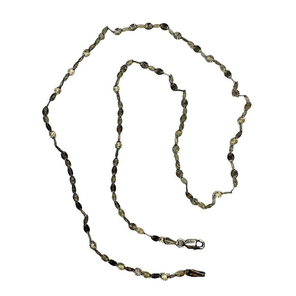 Sterling Silver Danecraft Necklace 925 Italy Etched Links 16 inches